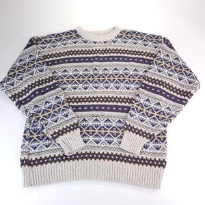Vintage Fieldmaster‎ Sweater Mens Large Fair Isle Grandpacore Made in USA 90s
